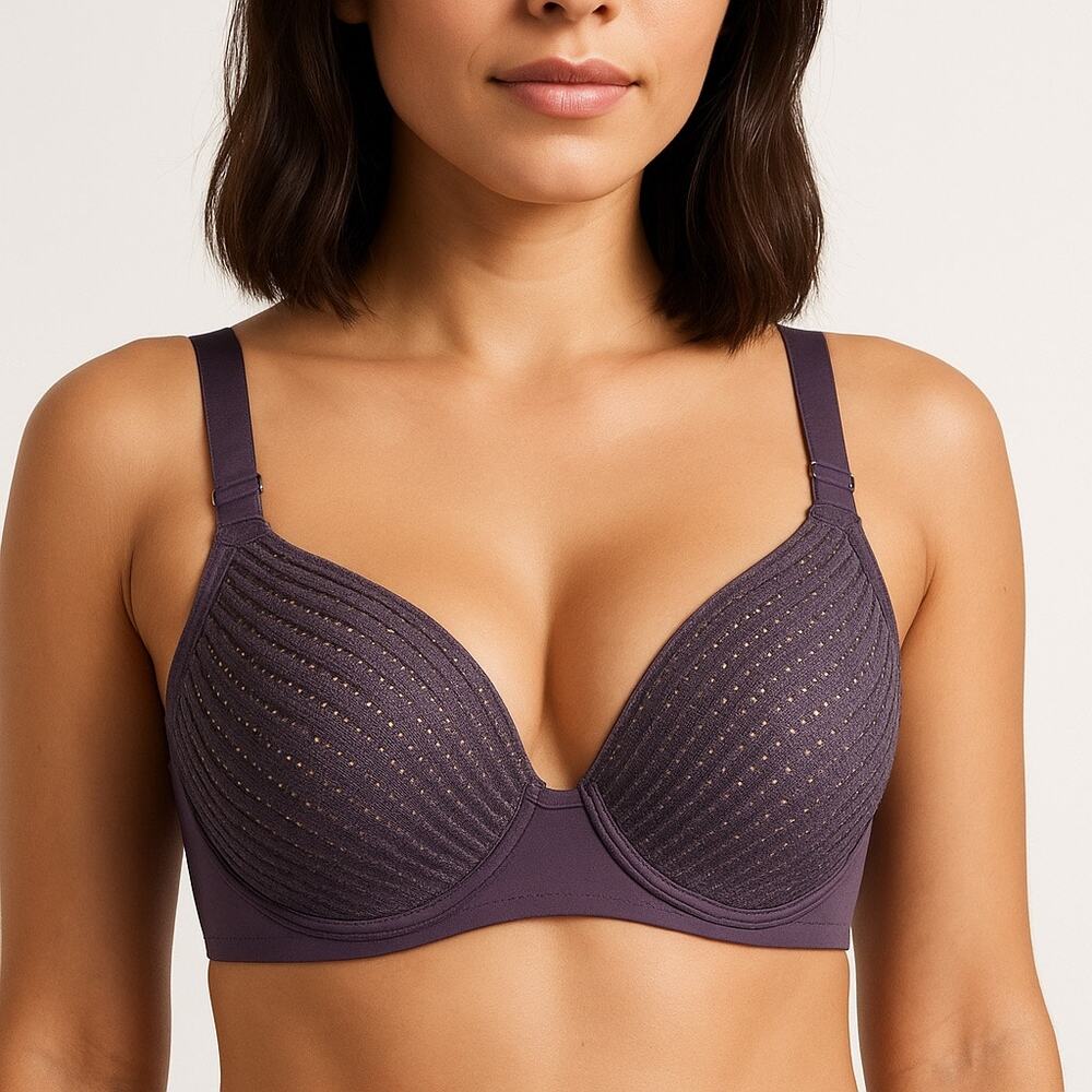 ThirdLove Eyelet Balconette Bra 32F Plum Lace Lift Underwire Support